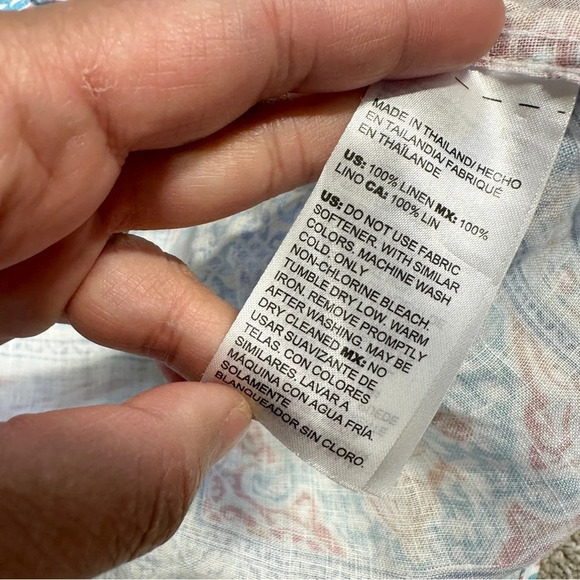 Chico’s No Iron 100% Linen Coastal Tile Button Down Shirt Top Multicolor Boho 18 - Picture 12 of 14